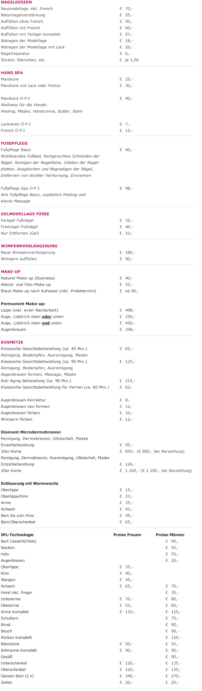 Preisliste